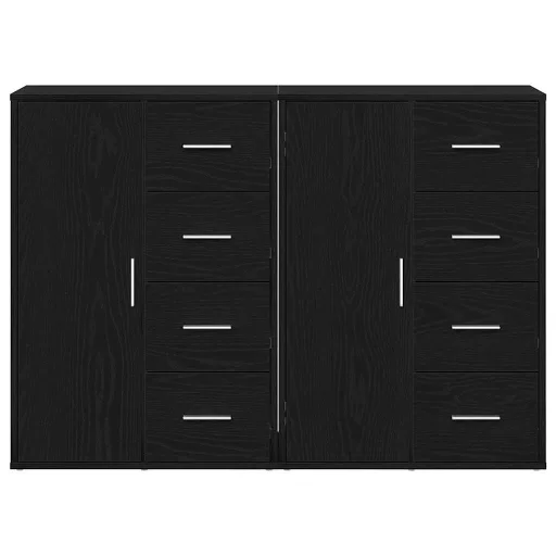 Széf fiókkal 2 pcs Fekete tölgy 60 x 31 x 84 cm Faanyag