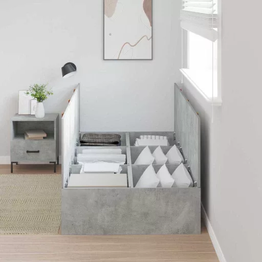 Ágykeret tárolóval tárolóval Beton Szürke 90 x 200 cm Faanyag