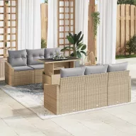 Kerti Kanapé Szett tárolóval 7 pcs Bézs Poli rattan