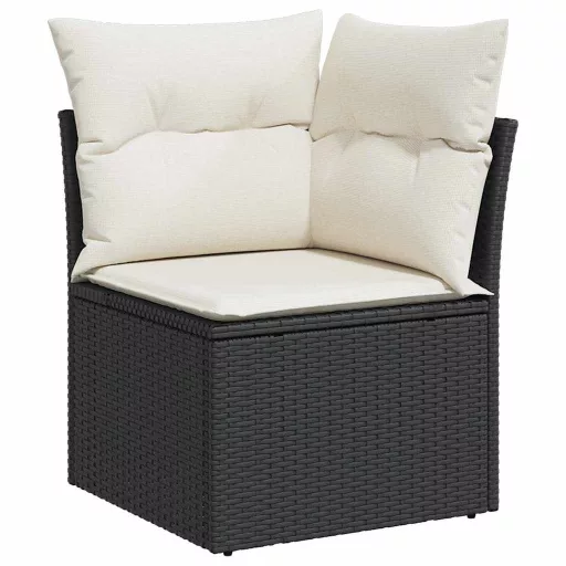 Kerti Kanapé Szett tárolóval 8 pcs Fekete Poli rattan