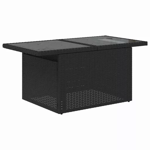 Kerti Kanapé Szett tárolóval 8 pcs Fekete Poli rattan