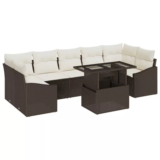 Kerti Kanapé Szett tárolóval 8 pcs Barna Poli rattan