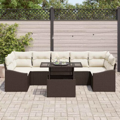 Kerti Kanapé Szett tárolóval 8 pcs Barna Poli rattan