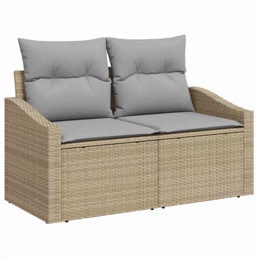 Kerti Kanapé Szett tárolóval 8 pcs Bézs Poli rattan