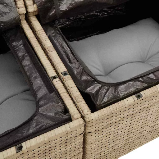 Kerti Kanapé Szett tárolóval 8 pcs Bézs Poli rattan
