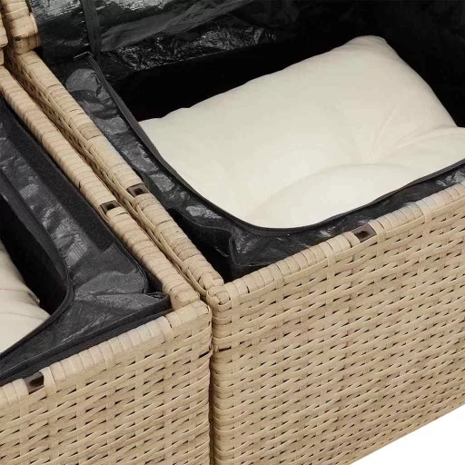 Kerti Kanapé Szett párnával tárolóval 8 pcs Bézs polirattan