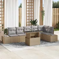 Kerti Kanapé Szett tárolóval 7 pcs Bézs Poli rattan