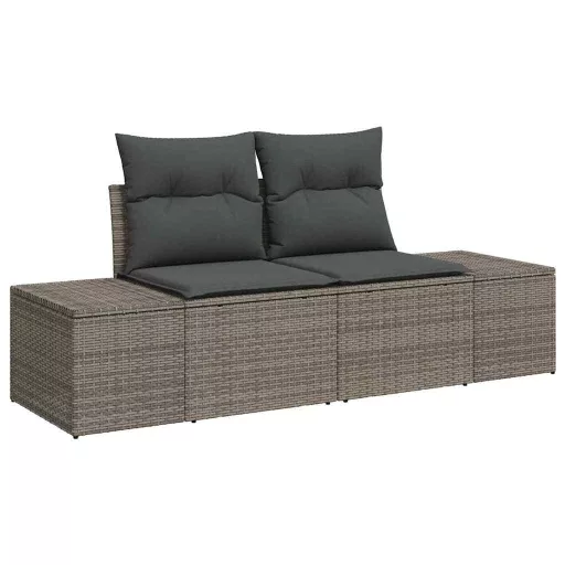 Kerti Kanapé Szett tárolóval 9 pcs Szürke Poli rattan
