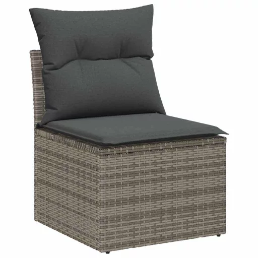 Kerti Kanapé Szett tárolóval 9 pcs Szürke Poli rattan