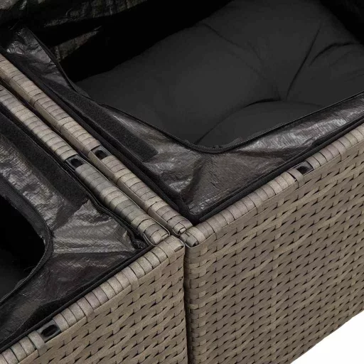 Kerti Kanapé Szett tárolóval 9 pcs Szürke Poli rattan