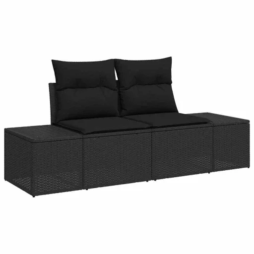 Kerti Kanapé Szett tárolóval 9 pcs Fekete Poli rattan