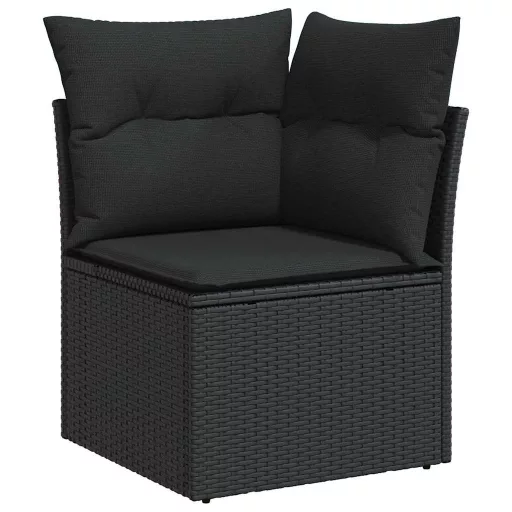 Kerti Kanapé Szett tárolóval 9 pcs Fekete Poli rattan