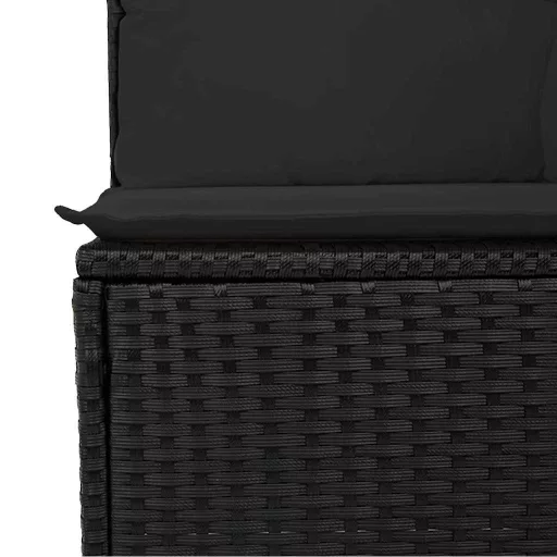 Kerti Kanapé Szett tárolóval 9 pcs Fekete Poli rattan