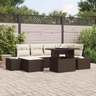 Kerti Kanapé Szett tárolóval 7 pcs Barna Poli rattan