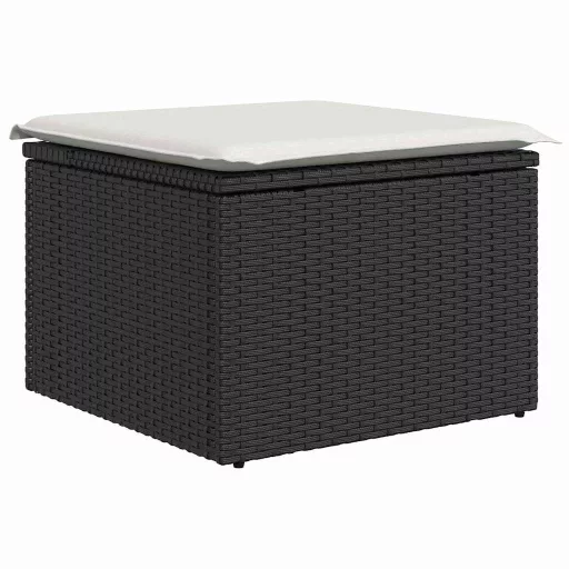 Kerti Kanapé Szett tárolóval 9 pcs Fekete Poli rattan