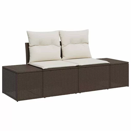 Kerti Kanapé Szett tárolóval 9 pcs Barna Poli rattan