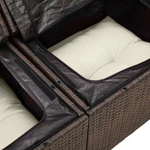 Kerti Kanapé Szett tárolóval 9 pcs Barna Poli rattan
