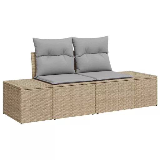 Kerti Kanapé Szett tárolóval 9 pcs Bézs Poli rattan