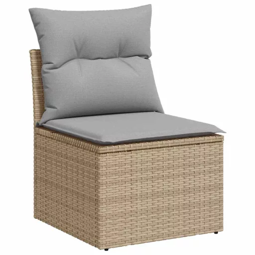 Kerti Kanapé Szett tárolóval 9 pcs Bézs Poli rattan