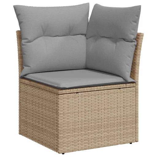 Kerti Kanapé Szett tárolóval 9 pcs Bézs Poli rattan