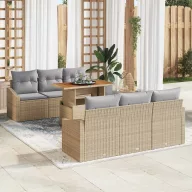 Kerti Kanapé Szett tárolóval 7 pcs Bézs Poli rattan