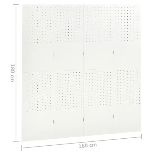 Fehér acél 4-paneles térelválasztó  160 x 180 cm