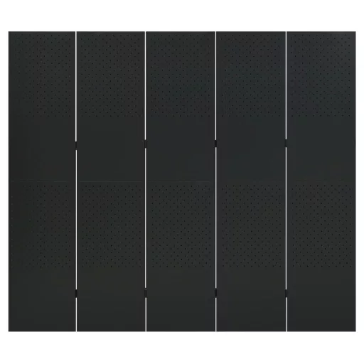 Fekete acél 5-paneles paraván 200 x 180 cm