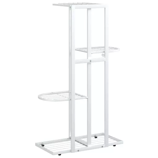 Fehér 4 szintes acél virágtartó állvány 43 x 22 x 76 cm