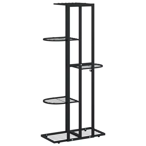 Fekete 5 szintes acél virágtartó állvány 43 x 22 x 98 cm