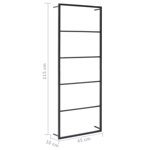 Fekete acél törölközőtartó 45 x 10 x 115 cm