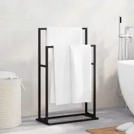   Szabadon álló fekete vas törölközőtartó 48 x 24 x 78,5 cm
