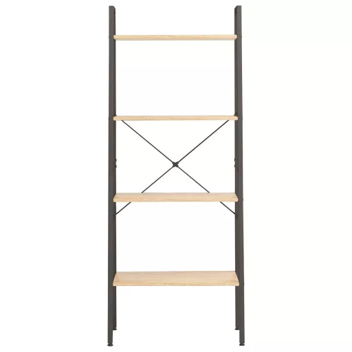 4-szintes világosbarna-fekete állópolc 56 x 35 x 140 cm