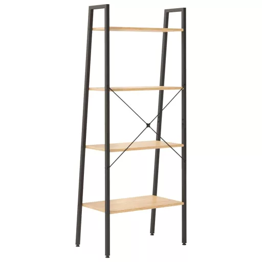 4-szintes világosbarna-fekete állópolc 56 x 35 x 140 cm