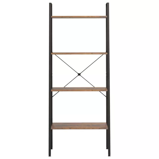 4 szintes sötétbarna és fekete állópolc 56 x 35 x 140 cm