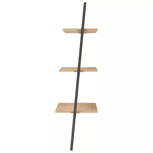 3 szintes világosbarna és fekete létrapolc 64 x 34 x 116 cm