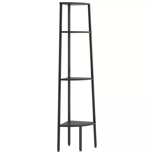 4 szintes fekete sarokpolc 45,5 x 31,5 x 150 cm