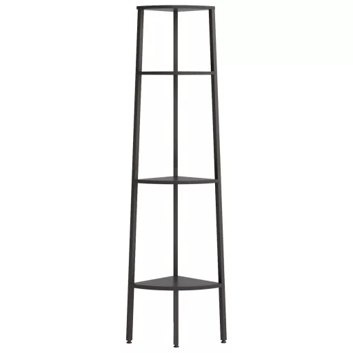 4 szintes fekete sarokpolc 45,5 x 31,5 x 150 cm