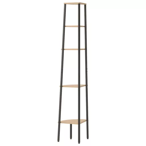 5 szintes világosbarna és fekete sarokpolc 45,5 x 31,5 x 180 cm