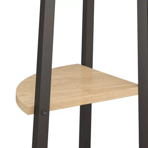 5 szintes világosbarna és fekete sarokpolc 45,5 x 31,5 x 180 cm
