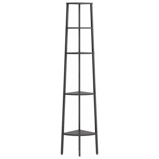5 szintes fekete sarokpolc 45,5 x 31,5 x 180 cm