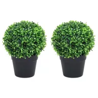 2 db zöld gömbalakú cserepes műpuszpáng 27 cm