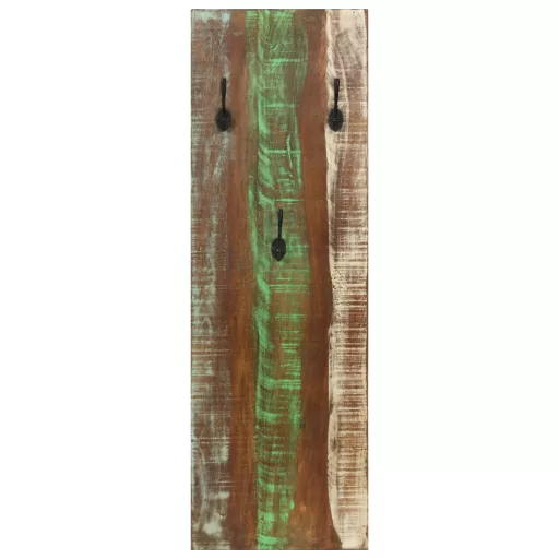 2 db tömör újrahasznosított fa fali fogas 36 x 3 x 110 cm