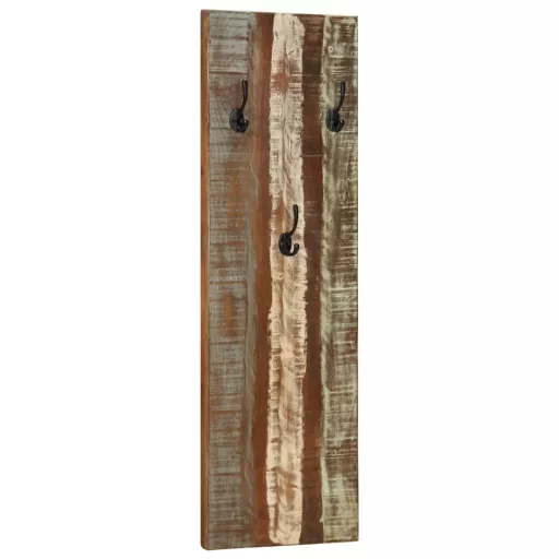 2 db tömör újrahasznosított fa fali fogas 36 x 3 x 110 cm