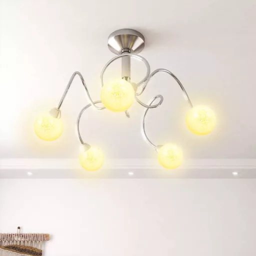 Mennyezeti lámpa kerek üvegburákkal 5 db G9 LED-lámpához