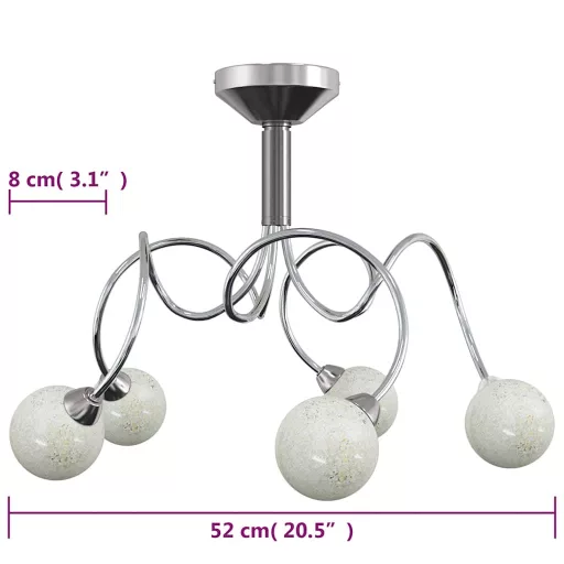 Mennyezeti lámpa kerek üvegburákkal 5 db G9 LED-lámpához