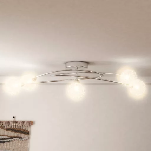 Mennyezeti lámpa dróthálós burákkal 5 db G9 LED-lámpával
