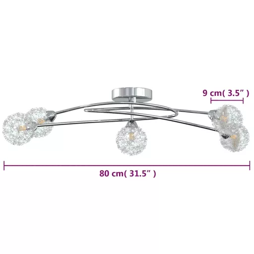 Mennyezeti lámpa dróthálós burákkal 5 db G9 LED-lámpával