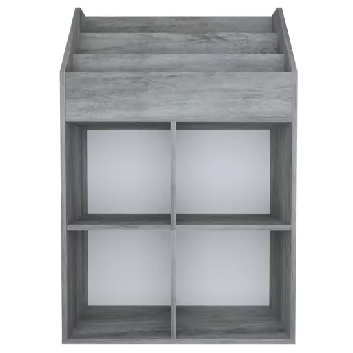 Betonszürke szerelt fa gyerek újságtartó 71 x 30 x 114 cm