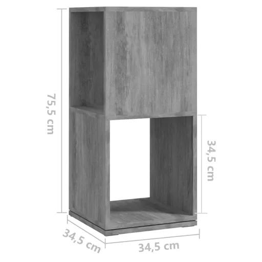 Betonszürke szerelt fa forgószekrény 34,5x34,5x75,5 cm