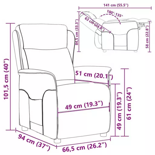Fotel ágy Fekete 66.5 x 94 x 101.5 cm Poliészter